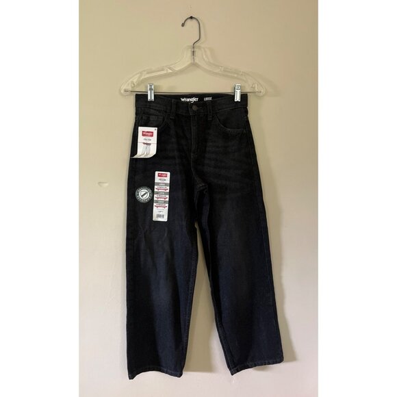 Wrangler Boys Size 10 Black Five Star Premium Loose Denim Jeans Adjustable Waist - Picture 1 of 5